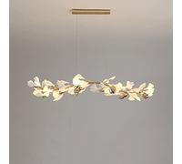 AYMAYA Scandinavian Modern Minimalist Living Room Chandelier,American Plastic Porcelain Twig Leaf Chandelier,Bedroom Light,Living Room Light,Dining Room Light-Golden. 120 * 20 * 20cm