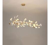 AYMAYA Scandinavian Modern Minimalist Living Room Chandelier,American Plastic Porcelain Twig Leaf Chandelier,Bedroom Light,Living Room Light,Dining Room Light-Golden. 120 * 65 * 35cm