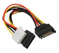 AYMBH 15-Pin SATA to 4-Pin Molex IDE Power Adapter Cable, SATA Male to SATA Female + IDE Female Y Splitter, PC Power Supply Converter for HDD SSD CD/DVD Drives, 18cm Durable Cable