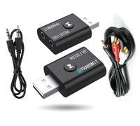 AYMBH 2 in 1 Bluetooth 5.0 Audio Receiver & Transmitter | 3.5mm AUX USB RCA Wireless Dongle Adapter with Mic for TV, Car, Phone, Speakers & PC | Stable Stereo Music Streaming | Hands-Free Calling