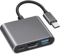 AYMBH 3-in-1 USB-C to HDMI 4K Multiport Adapter Hub 4K@60Hz HDMI, USB 3.0 Port, 100W PD Fast Quick Charging - Compatible with MacBook Pro, iPad Pro, iPhone 15, Galaxy S22, S23, Tablets & More
