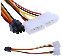 AYMBH Dual Molex 4-Pin IDE Male to 6-Pin PCI Express Power Converter Cable - Reliable 15cm Adapter for Video Graphics Card Power, Compatible with ATX PSU, 18AWG Copper, Easy Installation