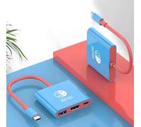 AYMBH Portable Switch Dock for Nintendo Switch & OLED - Compact TV Dock with 4K HDMI, USB 3.0, 100W USB-C PD Charging - Travel-Friendly Docking Station Replacement (Blue & Red)
