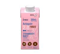 AYMES - Actagain 2.0 Fibre - Ready-to-Drink Oral Nutritional Supplement - Strawberry Burst - High Energy with 5g Fibre - 20g Protein - Gluten free - For Adults and Children 6+ - 1 x 200ml Tetra Pak