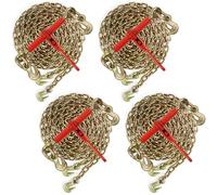 AYMMIC 1/4"-5/16" Ratchet Load Binder W/Grab Hooks 3,150 Lbs WLL and G70 1/4"x12FT Tow Chain Kit, Tie Down Hauling Chain Binders for Tying Down Cargo to Trucks or Flatbed Trailers (4 Pack)