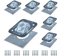 AYMMIC Recessed Tie Down D-Rings Anchor x 6 Pack, 6,000 lb. Capacity, Bolt-on, with Backing Support Plates, for Flatbed Trailer/Truck, Great for Securing Equipment, Cargo and Other Loads