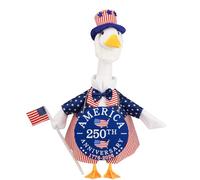Aymolas 250 Years America 4th of July Porch Goose Outfits with US 250th Anniversary Door Sign Set for 23'' Lawn Goose Clothes USA Patriotic 4th of July Independence Memorial Day Porch Goose Costume