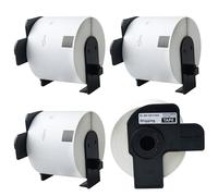 AYMSous Compatible 4 Pack DK-1202 Die-Cut White Label Paper (2-3/7" x 4" / 62mm x 100mm) with 4 Refillable Cartridge Replacement for Brother DK-1202 for QL Label Printers (300 Labels/Rolls)