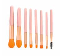 Aymzbd 8-Piece Travel Makeup Brush Set, Professional for Face Makeup, with Synthetic Fiber Hairs, and PU Storage Bag, Pink, Pink