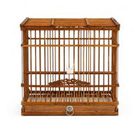 Aymzbd cage, Small Flat Top Birdcage for Pet Birds with Accessories, bird cages on clearance, Carbonized Purple, Accessories Model (Feeder, Waterer, Hook), Brown