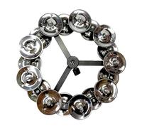 Aymzbd Drum Cymbal, Hi-hat Tambourine, Bells, Music Rhythm Tambourine, Durable, Easy to Assemble with Row Percussion Instrument, Double Silver