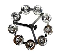 Aymzbd Drum Cymbal, Hi-hat Tambourine, Bells, Music Rhythm Tambourine, Durable, Easy to Assemble with Row Percussion Instrument, Single Silver