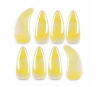 Aymzbd Finger Picks, Chinese Zither Picks, Double-Sided Curved Nail for Beginner, Ink Wash Yellow, Medium
