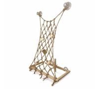 Aymzbd Perch & Bird Swing for Parrots, Parakeets, Budgies, Cockatiels, s, Lovebirds, Suction Cup Perch with Rope Net and Wooden Frame, C101