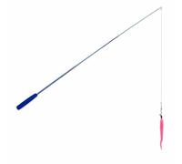 Aymzbd Retractable 3-Section Teaser, Metal | Feather Attachments Foam | Includes Worm | For, 3-piece set including 1 telescopic rod, 1 feather attachment, and 1 plush worm attachment