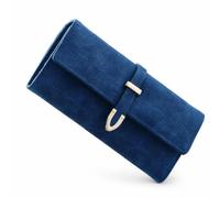 Aymzbd Triple Fold Wallet for Women, Small PU Leather Ladies Wallet with Buckle Closure, Dark Blue, Blue