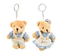 Aymzbd Valentine's Day Plush Keychains Plush Keychains Lovely Animals Cute Stuffed Dolls Keychains for Home Decoration, Blue Plaid Bear