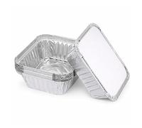 Ayn Al Madina 100 Heavy Duty Aluminum Foil Food Storage Containers with Lids, 300ML - No1 (12.2 x 10 x 3.3cm), Mini Loaf Pans, Oven Trays - Food Container for Meal Prep & Takeaway