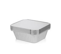 Ayn Al Madina 500 Heavy Duty Aluminum Foil Food Storage Containers with Lids, 450ML - No2 (14.5 x 12.5 x 4.5cm), Mini Loaf Pans, Oven Trays - Food Container for Meal Prep & Takeaway