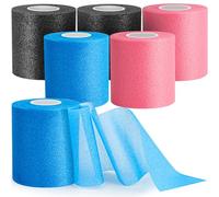 AYNAUHX 6 Pack Pre Wrap for Hair Soccer, Multi Color Athletic Prewrap Tape Headbands, Foam Sport Underwrap Pre-Wrap, 2.76 Inches X 12 Yards - Pink, Black, Blue