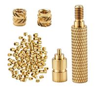 Aynaxcol 100 Pieces M2 Heat-Set Threaded Inserts, Brass Knurled Nuts for 3D Printing and Plastic Parts, Compatible with Soldering Iron for DIY and Engineering Projects