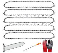 Aynaxcol 5 Pack 16 Inch Chainsaw Chain with Gloves, Low Kickback 3/8" LP Pitch .043" Gauge 55 Drive Links, Replacement for Stihl 61PMMC3-55, MS150, MS171, MS180