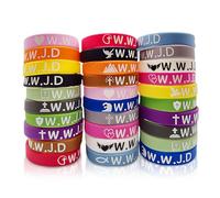 AYNAZON 30Pcs WWJD Rubber Bracelets for Kids: What Would Jesus Do Colorful Silicone Wristbands for Church Christian Jesus Bible Party - Inspirational Motivational Bracelets for Men Women Wristbands