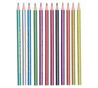 AYNEFY 12Pcs Colored Pencils, Professional Coloring Pencil Metallic or Fluorescent Sketch Graffiti Painting Supplies Art Colored Pencils Sketching Drawing Pencil for Artist Student Teen (Metal