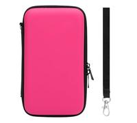 AYNEFY Hard Shell Travel Carrying Case for New 2DS XL 3DS 2DS LL with 8 Game Slots Water PU Exterior & Soft Lined Compartment Portable Strap (Pink)