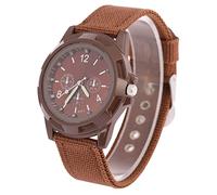 AYNEFY Military Watch Army Style Tactical Watch Alloy Case Nylon Strap Electronic Analog Wristwatch with Pin Buckle for Men Daily Wear (Coffee)