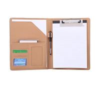 AYNEFY Multifunctional A4 PU Business Folder Black, Document Conference Organizer Case with Card Slots Pen Slot Metal Clip for Office Work (Black)