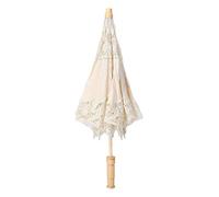 AYNEFY Vintage Lace Parasol, Handmade Silk Cloth Bridal Umbrella with Embroidery, Wedding Photography Prop, 53cm Large & 28cm Small Umbrella for Women, White/Beige