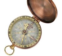 AYNEFY Vintage Pocket Watch Metal Compass Antique Brass Folding Cover Compass with Automatic Folding Cover Small and Portable for Outdoor Backpacking, Camping, Hiking