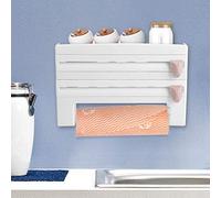 AYNEFY Wall Mounted Plastic Kitchen Paper Roll Holder, Aluminium Film Dispenser (White)