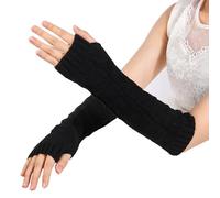 AYNKH 1 Pair Ladies Arm Sleeves, Adult Fingerless Gloves, Arm Warmers, Long Fingerless Hand Warmers, Autumn and Winter Knitted Arm Warmer Sleeves, Fashionable Arm Warmer Singles, Gifts for Women