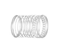 AYNKH 10 Pcs Bangles for Women, Minimalist Bangle Bracelet Bohemia, Vintage Adjustable Stackable Bracelets, Ethnic Glossy Textured Indian Bangles for Women Dating Wedding (silver)