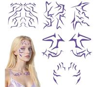 AYNKH 12 PCS Temporary Tattoos Stickers for Kids,Cosplay Accessories Fake Tattoos for Carnival,Halloween, Rave Parties,Events,Stage Performances and Themed Celebrations,Purple