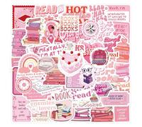 AYNKH 120Pcs Pink Bookish Stickers, Cute and Beautiful Sticker Set for Kindle, Waterproof Vinyl Decals for Luggage Laptop Phone Water Bottle Skateboard Book