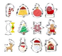 AYNKH 12Pcs Christmas Cookie Cutters Set for Baking - Christmas Xmas Tree/Gingerbread Man/Snowflake/Santa/Snowman Shapes, Biscuit/Pastry Cutters for Christmas Baking