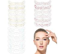AYNKH 18PCS Fake Freckles Temporary Tattoo, Colorful Face Glitter Makeup Patches for Women Girls Kids, Gold Laser Red Face Jewels for Holiday Party Halloween Carnival Christmas Decor Dress