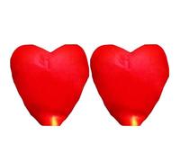 AYNKH 2 Pack Red Heart Shape Sky Lanterns, Fireproof Paper Lantern, Lantern Symbolizing Love and Happiness, for Memorable Day, Festival, Wedding, Party