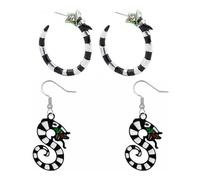 AYNKH 2 Pairs Coral Snake Earrings, Creative Dragon Earrings, Oil Dripping Hoop Black and White Earrings, Creative Snake Dragon Shaped Gothic Earrings for Accessories Cosplay Party