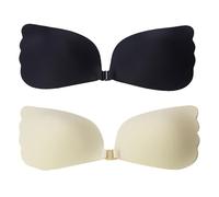 AYNKH 2 Pairs Wings-Shape Push Up Invisible Bra for Women, Reusable Backless Bra Breathable, Skin Friendly Sticky Bra, Women's Strapless Push Up Bra (UK, Cup & Band, E, Standard, Multicolor)