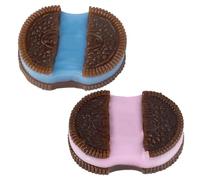 AYNKH 2 PCS Biscuit Stress Relief Toy, Biscuit Squishies Toy,Taba Squishy, Pinching Cooki Simulation, Fufu Squishy ,Soft Squeeze Toys, Gifts, Cute Finger Tip Toys (Pink, Blue)