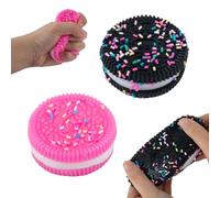 AYNKH 2 Pieces Biscuit Squishy Toy, Taba Squishy Biscuit,Soft Squeeze Toys, Stress Relief Toys, Mental Health Gifts, Cute Fingertip Toy (Pink, Black)