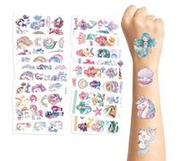 AYNKH 20 Pcs Glitter Temporary Tattoo for Girls,Mermaid Unicorn Kids Tattoo Stickers, Waterproof Fake Tattoos, Birthday Party Gift Supplies