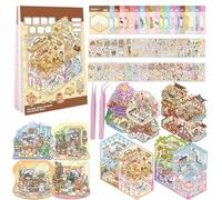 AYNKH 20 Sets DIY 3D House Stickers Kit, Creative & Reusable Sticker Therapy Kit for Kids and Adults, Non-Toxic Safe Miniature Scene Stickers for Stress Relief, DIY Art Craft for Age 3+