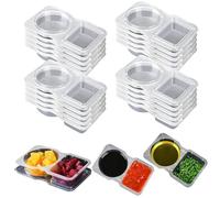 AYNKH 20PCS Reusable Snack Pack Containers with Lids, Double Compartment Snack Pot Condiment Containers Small Dip Pots 2 Compartments for Lunch, Travel