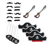 AYNKH 22 Pcs Pirate Accessories Kids Pirate Costume Fancy Dress Costume Accessory Set Fancy Dress For Kids & Toddlers Includes Pirate Hat Kids Pirate Sword Pirate Eye Patches Pirate Beard