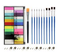 AYNKH 24 Color Facial Painting Set With 11 Brushes, Safe And Non-Toxic, Easy To Color, Easy To Wash, Suitable For Children And Adults, Halloween, Christmas, Carnival, Party, Holiday Role-Playing